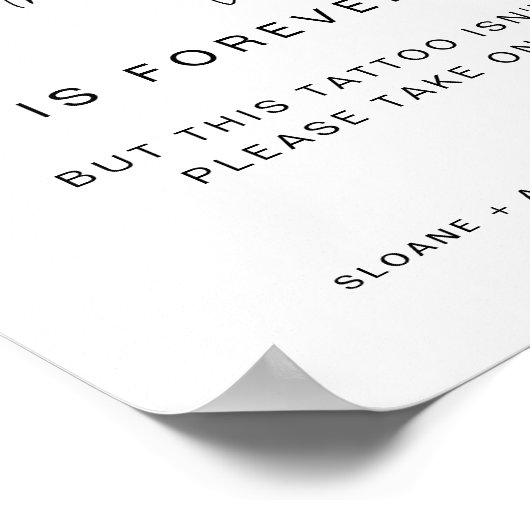 HARLOW一時的なタトゥーテー結婚ブルのサイン ポスター (角)