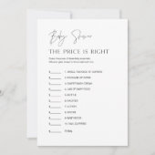 HARLOW価格を推測ベビーシャワーゲームカード 招待状 (正面)