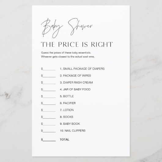 HARLOW価格ベビーシャワーゲームを推測 (正面)