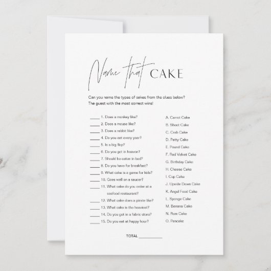 HARLOW名そのケーキブライダルシャワーゲームカード 招待状 (正面)
