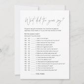 HARLOW新郎が言ったブライダルシャワーゲームカード 招待状 (正面)