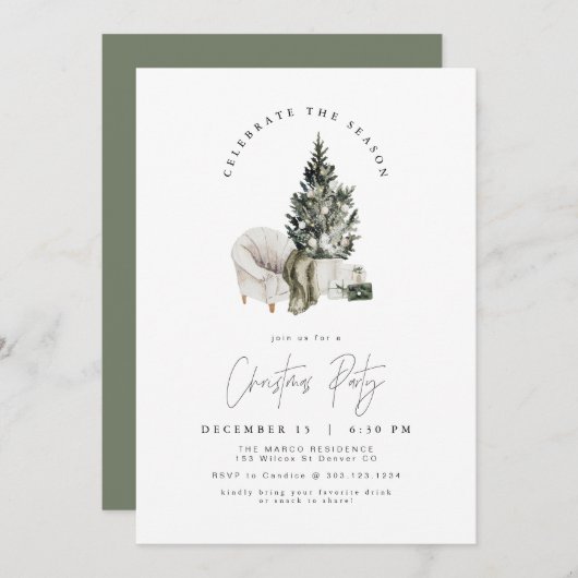 HARLOW秘密モダンのサンタギフト交換の招待 招待状 (正面/裏面)