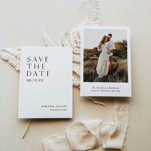 HARLOW 現代的ミニマル写真 Save The Date 招待状