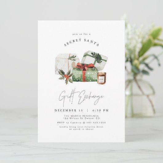 HARLOW 素朴 Present Secret Santa Gift Exchange 招待状 (スタンド正面)