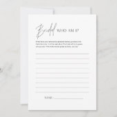 HARLOW Who Am Iブライダルシャワーゲームカード 招待状 (正面)