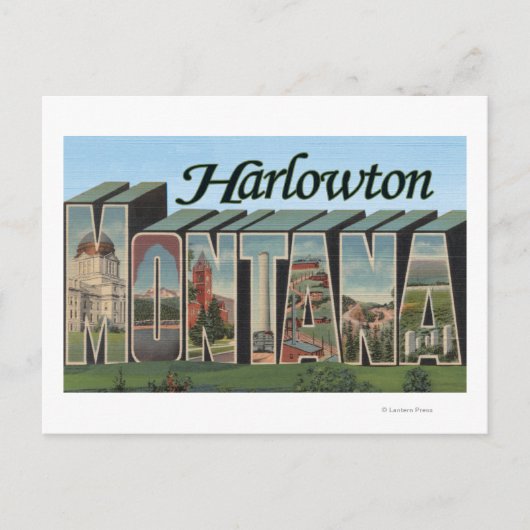 Harlowton, Montana – ラージ・レター・シーン ポストカード (正面)