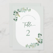 HARLYNテーブルナンバユーカリブライダルシャワーカード 招待状 (正面/裏面)