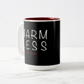 Harm Less – 移動ビーガン(ライトバージョン) ツートーンマグカップ (正面左)