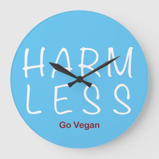 Harm Less – 移動ビーガン(ライトバージョン) ラージ壁時計 (正面)