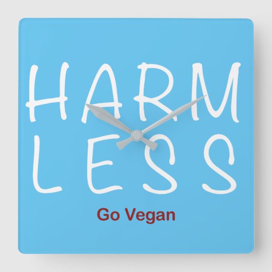 Harm Less - Goビーガン(Light Version) スクエア壁時計 (正面)