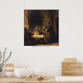 Harmensz Van Rijn Rembrandt著Emmausのキリスト ポスター (キッチン)