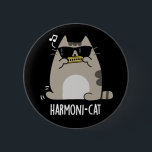 Harmoni-cat Funny Harmonica Cat Pun Dark BG 缶バッジ<br><div class="desc">Harmoni-cat Funny Harmonica Cat Pun features a cute cat playing a cool tune on his harmonica ! Perfect pun gift for family and friends who love cute music cat  puns.</div>