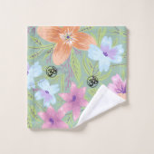 Harmonic Blossoms: Floral Design with OM Symbols バスタオルセット (ウォッシュタオル)