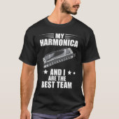 Harmonica Best Team French Harp Player Musician Bl Tシャツ (正面)
