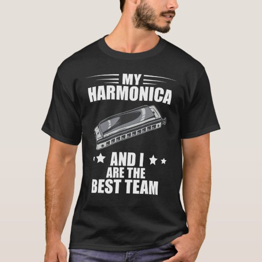 Harmonica Best Team French Harp Player Musician Bl Tシャツ (正面)