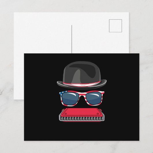 Harmonica Blues Music Audio Instrument Sound Gift ポストカード (正面/裏面)