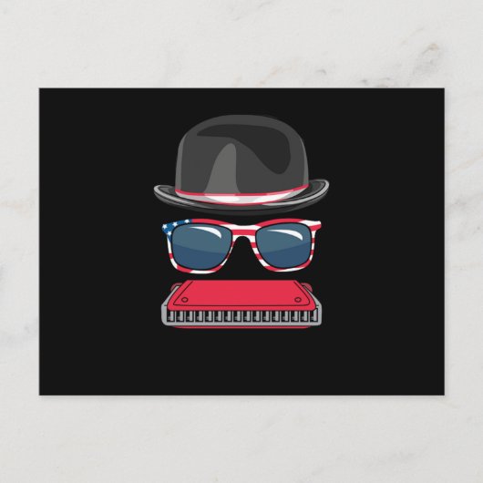 Harmonica Blues Music Audio Instrument Sound Gift ポストカード (正面)