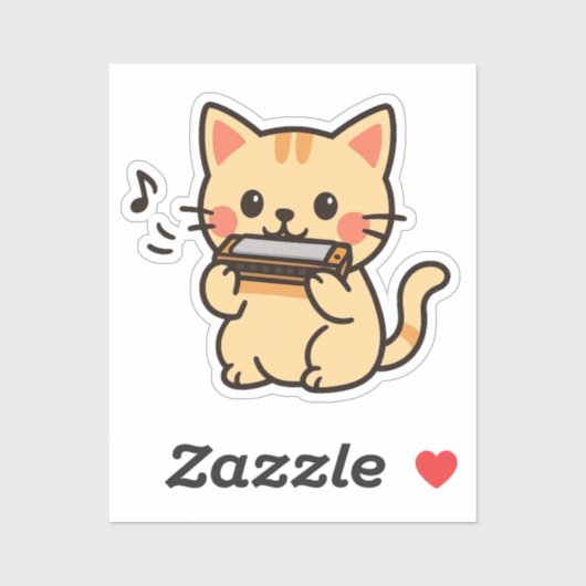 Harmonica Cat Cartoon シール (シート)