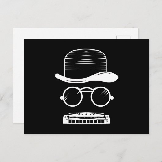 Harmonica Hat Music Instrument Blues ポストカード (正面/裏面)