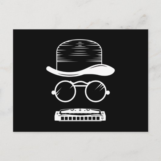 Harmonica Hat Music Instrument Blues ポストカード (正面)