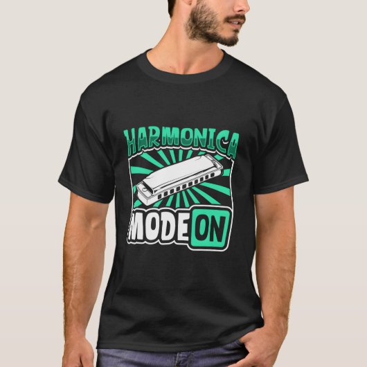 Harmonica Mode On Harmonica Player Tシャツ (正面)