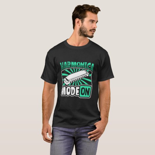 Harmonica Mode On Harmonica Player Tシャツ (正面フル)