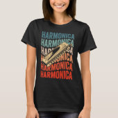 Harmonica Retro Harmonicist Harp Player Tシャツ (正面)