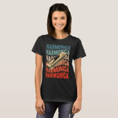 Harmonica Retro Harmonicist Harp Player Tシャツ (正面フル)