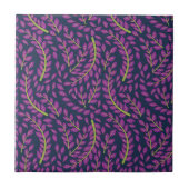Harmonious Botanical Art on Dark Blue Background タイル (正面)