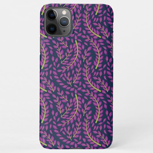 Harmonious Botanical Art on Dark Blue Background iPhoneケース (裏面)