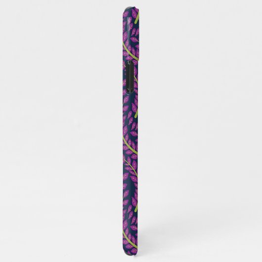 Harmonious Botanical Art on Dark Blue Background iPhoneケース (右側)