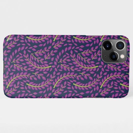 Harmonious Botanical Art on Dark Blue Background iPhoneケース (裏面横)