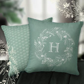 Harmonious Botanical Monogram H Design クッション