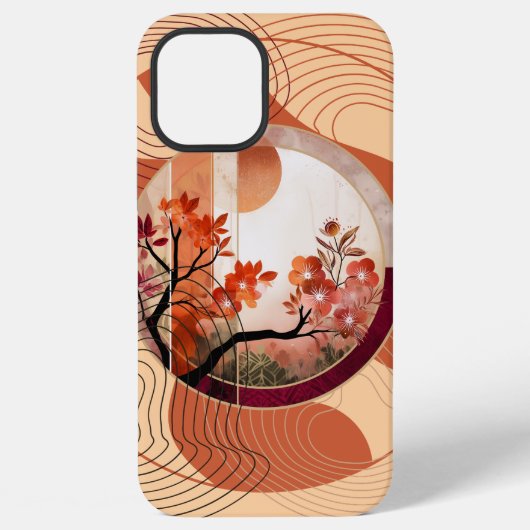 Harmonious Orange Blossom Circles iPhoneケース (裏面)