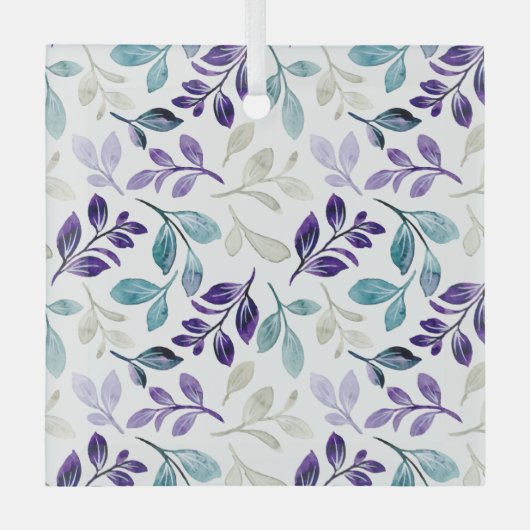  Harmonious Watercolor Leaves Design  ガラスオーナメント (正面)