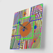 Harmony Geometry — Vibrant Folk-Art Watercolor  スクエア壁時計 (傾斜)