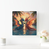 Harmony of Elements: Loving Dragons and a Sea Suns スクエア壁時計 (ホーム)