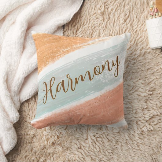 Harmony Pale Terracotta Stripe Throw Pillow クッション (ブランケット)
