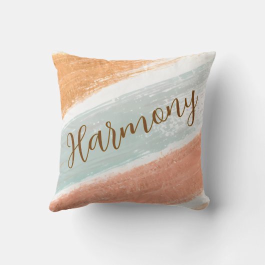 Harmony Pale Terracotta Stripe Throw Pillow クッション (裏面)