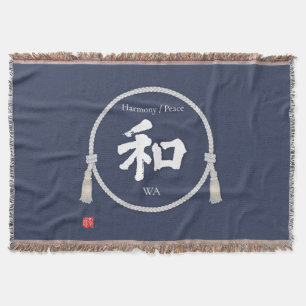Harmony & Peace – Japanese Kanji Throw Blanket スローブランケット