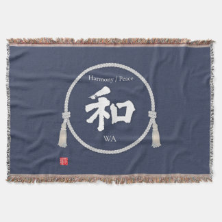 Harmony & Peace – Japanese Kanji Throw Blanket スローブランケット