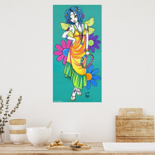 "Harmony" Rainbow Flower Child Fairy Poster ポスター (キッチン)