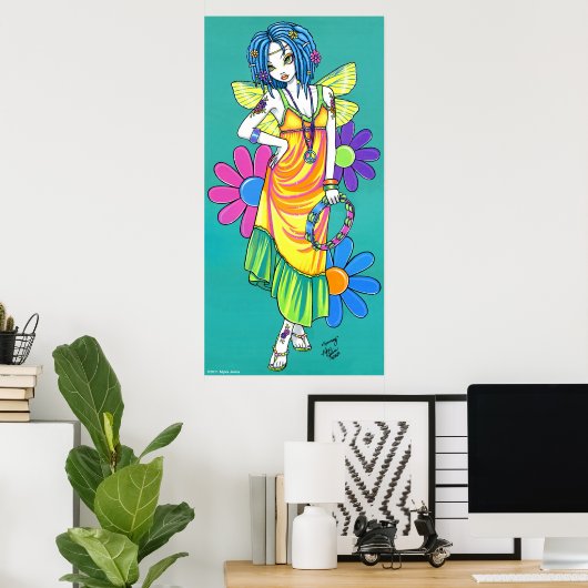 "Harmony" Rainbow Flower Child Fairy Poster ポスター (ホームオフィス)