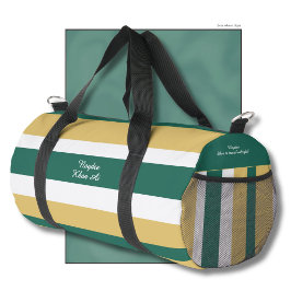 Harmony Stripes Lines Green Gold White ダッフルバッグ