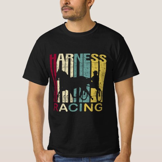 Harness Racing Retro Vintage Silhouette Tシャツ (正面)