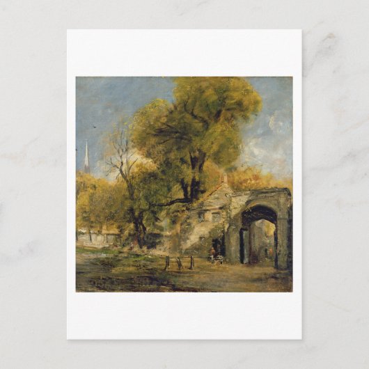 Harnham Gate, Salisbury, c.1820-21 (キャンバス上の油) ポストカード (正面)