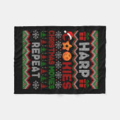 Harp Cookies Christmas Movies Repeat Sweater Instr フリースブランケット (正面(横))