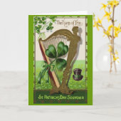 Harp of Erin Vintage St. Patrick's Day カード (黄色い花)