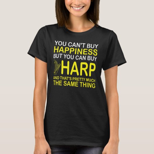 Harp Player Harpist Orchestra Harp Girl Instrument Tシャツ (正面)