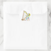 Harp Playing Stickman ラウンドシール (バッグ)